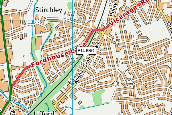 B14 6RQ map - OS VectorMap District (Ordnance Survey)