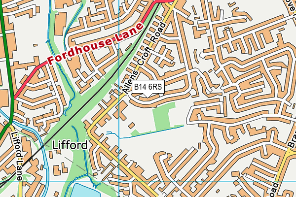 B14 6RS map - OS VectorMap District (Ordnance Survey)