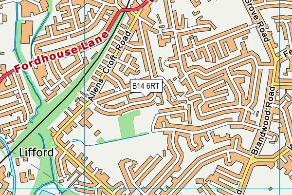 B14 6RT map - OS VectorMap District (Ordnance Survey)