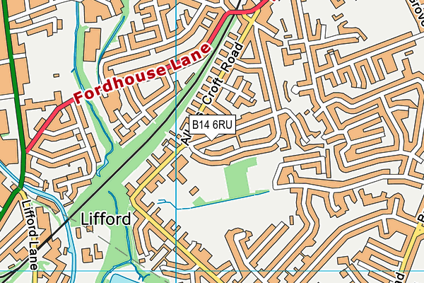 B14 6RU map - OS VectorMap District (Ordnance Survey)