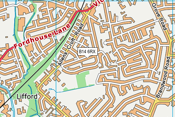 B14 6RX map - OS VectorMap District (Ordnance Survey)