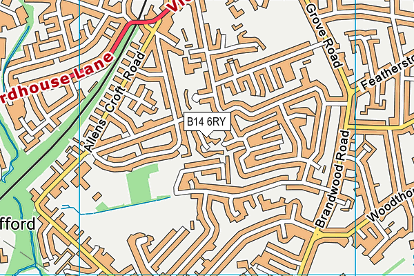 B14 6RY map - OS VectorMap District (Ordnance Survey)