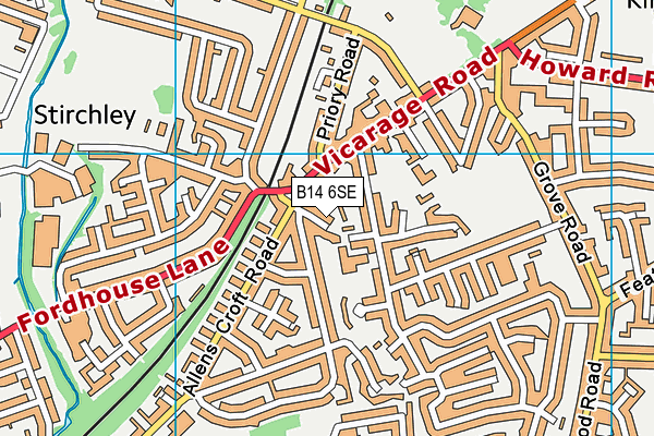 B14 6SE map - OS VectorMap District (Ordnance Survey)