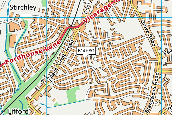 B14 6SG map - OS VectorMap District (Ordnance Survey)