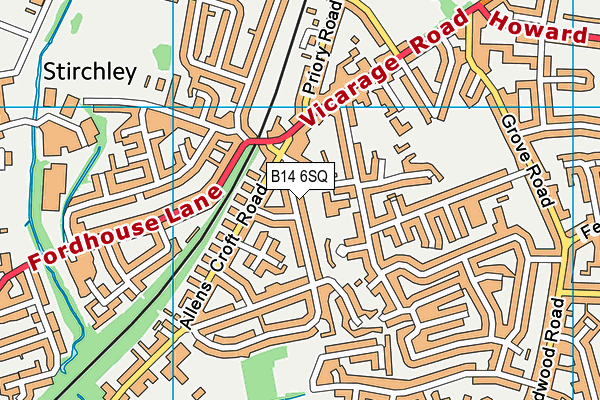 B14 6SQ map - OS VectorMap District (Ordnance Survey)