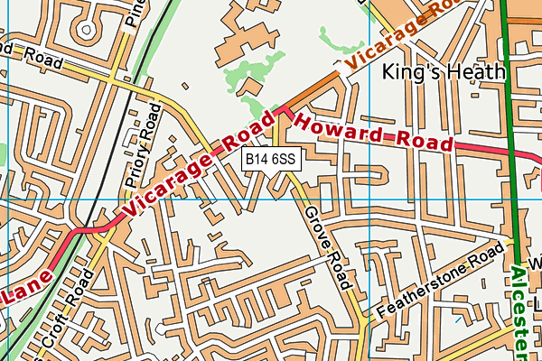 B14 6SS map - OS VectorMap District (Ordnance Survey)