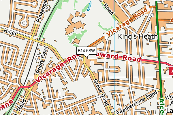 B14 6SW map - OS VectorMap District (Ordnance Survey)