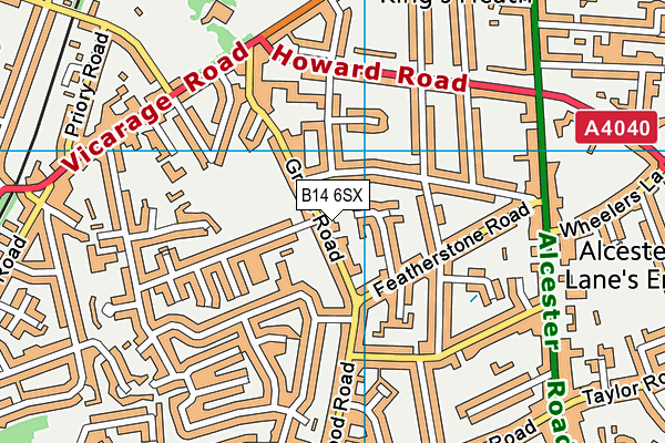 B14 6SX map - OS VectorMap District (Ordnance Survey)