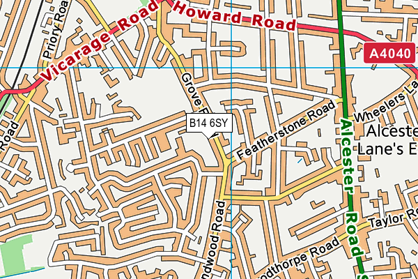 B14 6SY map - OS VectorMap District (Ordnance Survey)