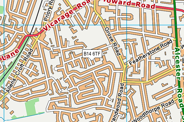 B14 6TF map - OS VectorMap District (Ordnance Survey)