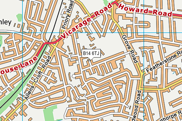 B14 6TJ map - OS VectorMap District (Ordnance Survey)