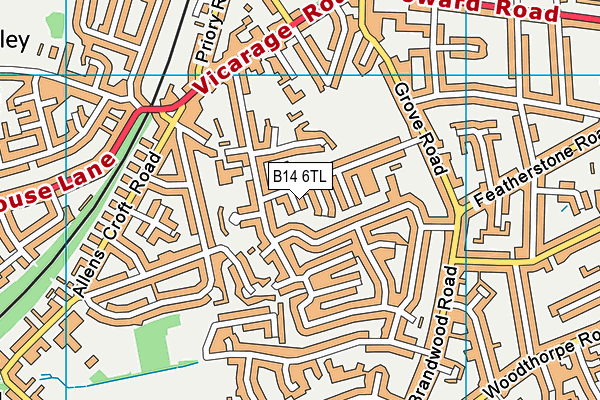 B14 6TL map - OS VectorMap District (Ordnance Survey)