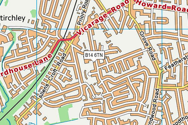 B14 6TN map - OS VectorMap District (Ordnance Survey)