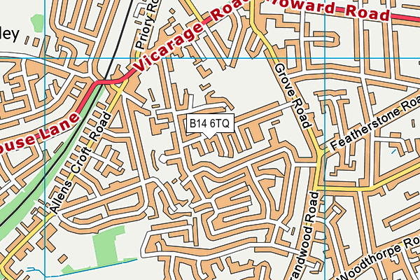 B14 6TQ map - OS VectorMap District (Ordnance Survey)