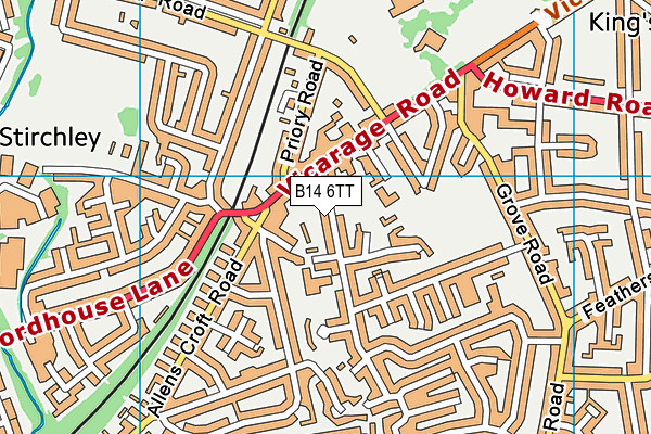 B14 6TT map - OS VectorMap District (Ordnance Survey)