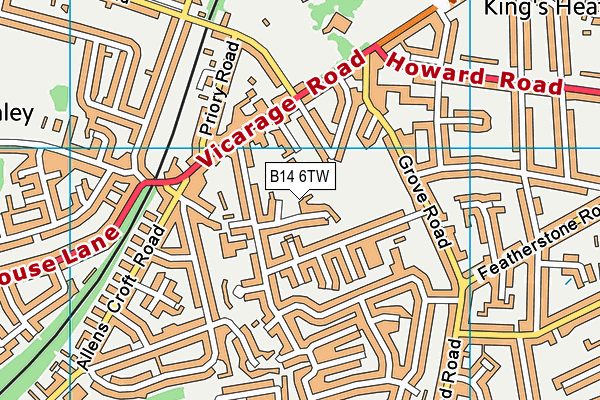 B14 6TW map - OS VectorMap District (Ordnance Survey)