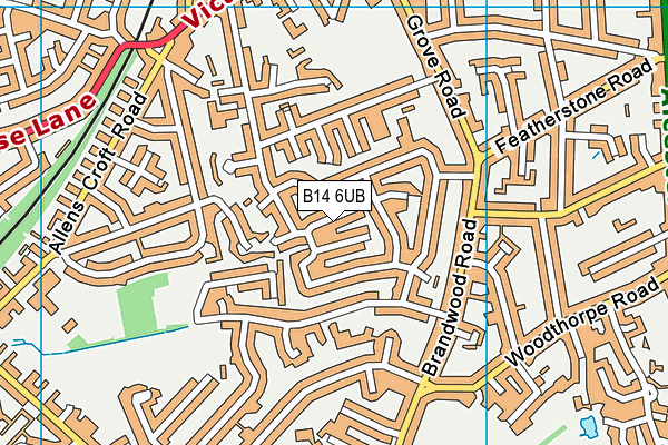 B14 6UB map - OS VectorMap District (Ordnance Survey)