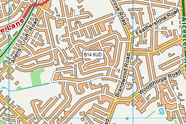 B14 6UD map - OS VectorMap District (Ordnance Survey)