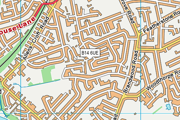 B14 6UE map - OS VectorMap District (Ordnance Survey)