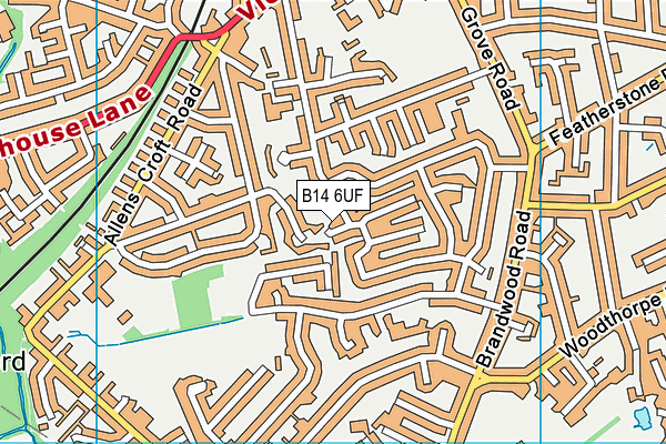 B14 6UF map - OS VectorMap District (Ordnance Survey)