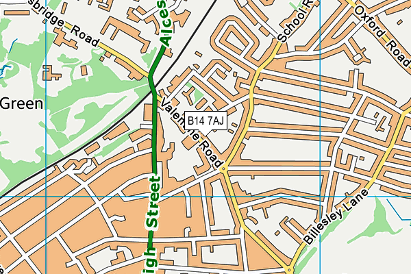 Kings Heath Primary School map (B14 7AJ) - OS VectorMap District (Ordnance Survey)
