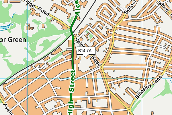 B14 7AL map - OS VectorMap District (Ordnance Survey)