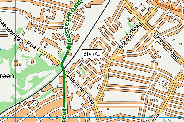 B14 7AU map - OS VectorMap District (Ordnance Survey)