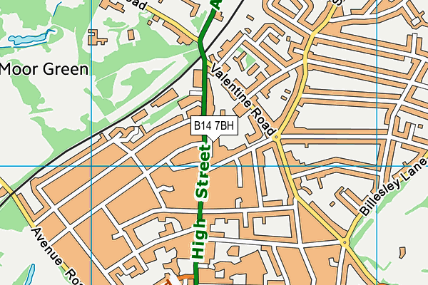 B14 7BH map - OS VectorMap District (Ordnance Survey)