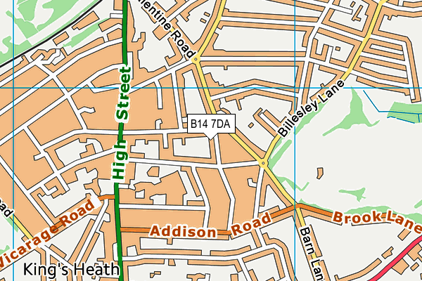 B14 7DA map - OS VectorMap District (Ordnance Survey)