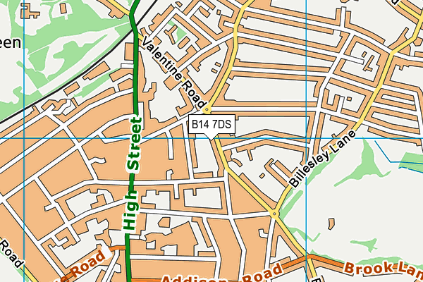 B14 7DS map - OS VectorMap District (Ordnance Survey)