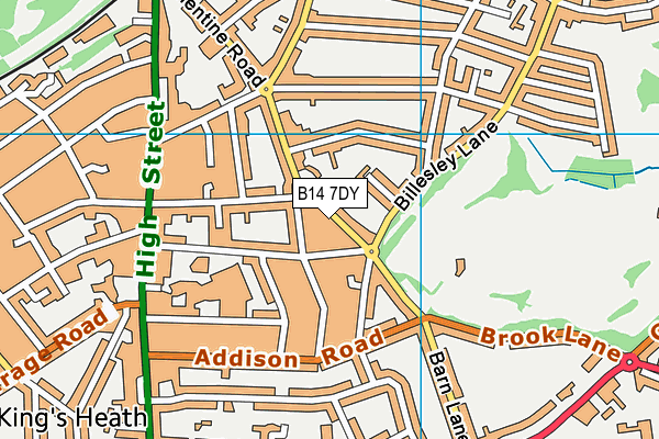 B14 7DY map - OS VectorMap District (Ordnance Survey)