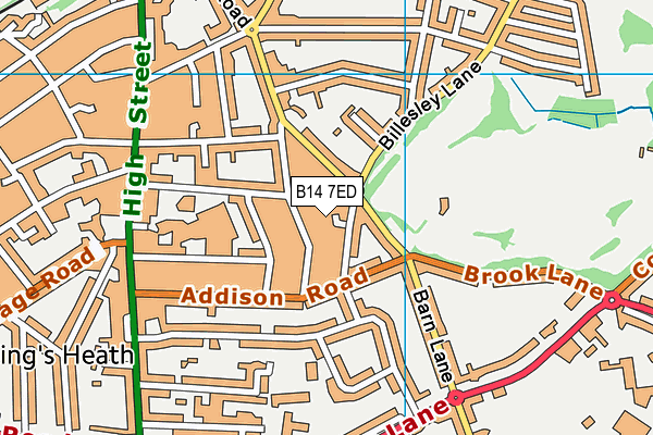 B14 7ED map - OS VectorMap District (Ordnance Survey)