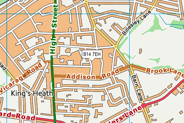 B14 7EH map - OS VectorMap District (Ordnance Survey)