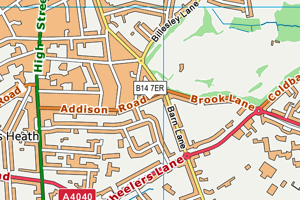 B14 7ER map - OS VectorMap District (Ordnance Survey)