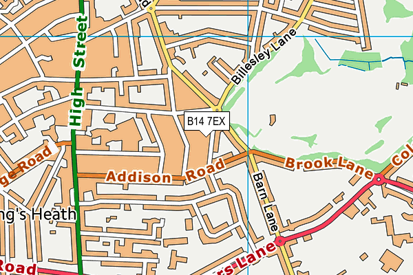 B14 7EX map - OS VectorMap District (Ordnance Survey)