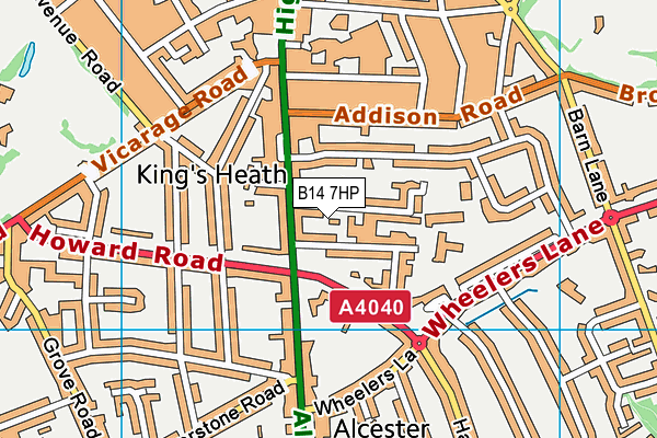 B14 7HP map - OS VectorMap District (Ordnance Survey)