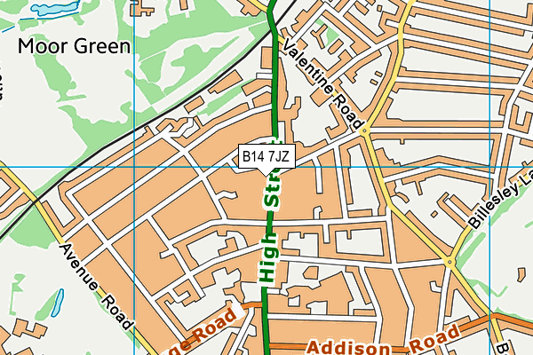 B14 7JZ map - OS VectorMap District (Ordnance Survey)