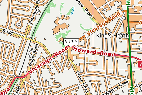 B14 7LY map - OS VectorMap District (Ordnance Survey)