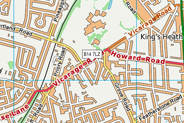 B14 7LZ map - OS VectorMap District (Ordnance Survey)