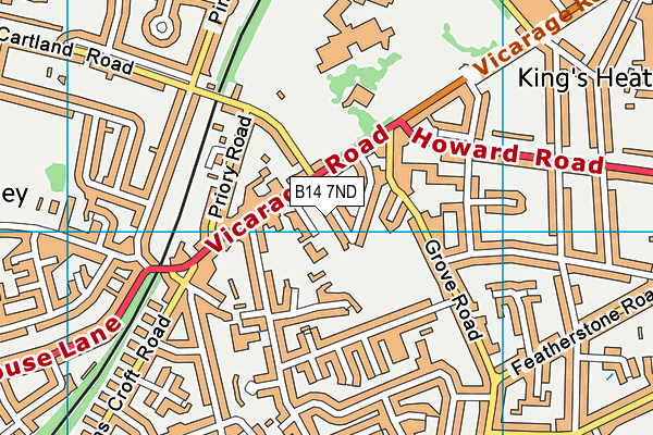 B14 7ND map - OS VectorMap District (Ordnance Survey)