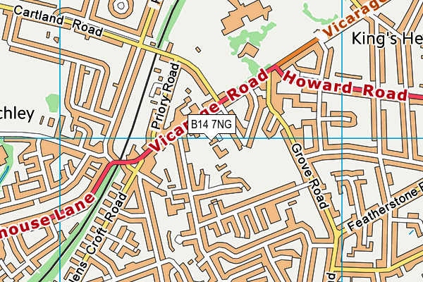 B14 7NG map - OS VectorMap District (Ordnance Survey)