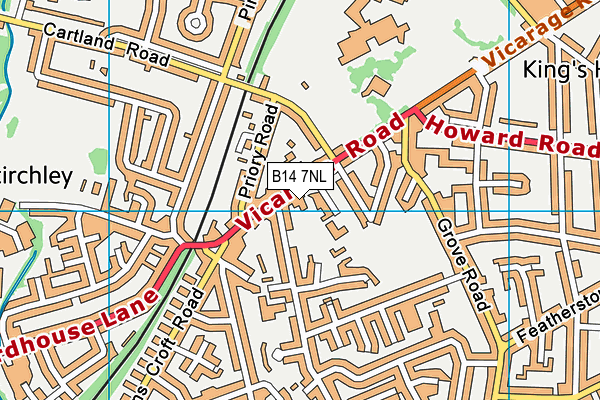 B14 7NL map - OS VectorMap District (Ordnance Survey)