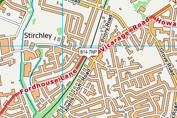 B14 7NP map - OS VectorMap District (Ordnance Survey)