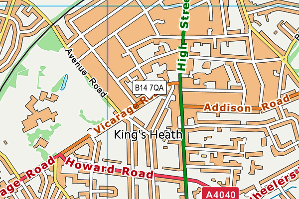 B14 7QA map - OS VectorMap District (Ordnance Survey)