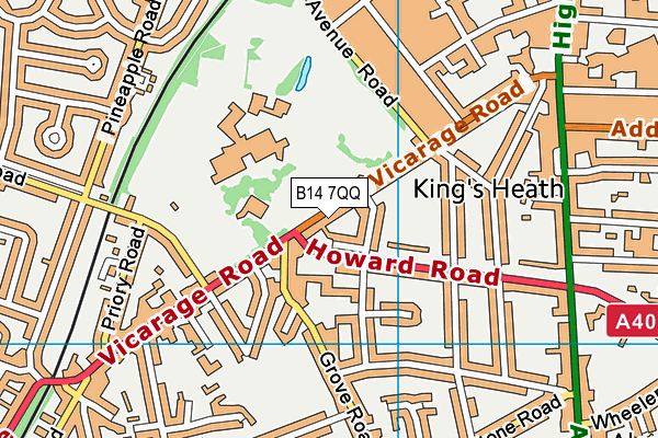 B14 7QQ map - OS VectorMap District (Ordnance Survey)