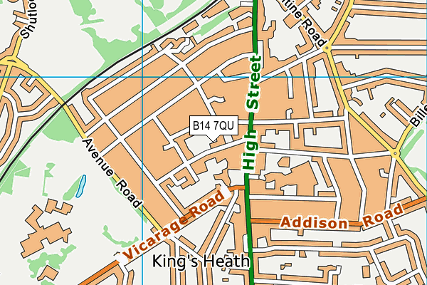 B14 7QU map - OS VectorMap District (Ordnance Survey)