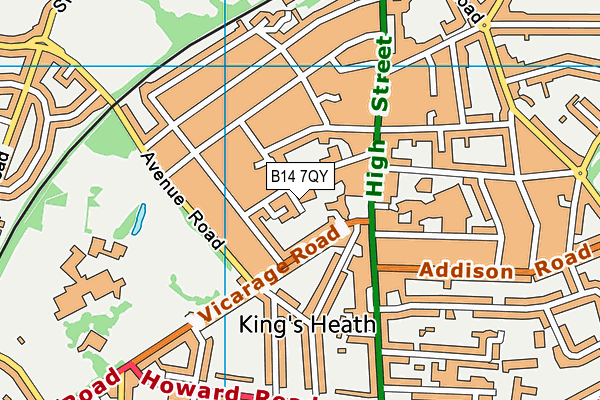 B14 7QY map - OS VectorMap District (Ordnance Survey)