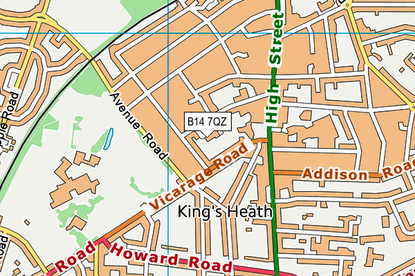 B14 7QZ map - OS VectorMap District (Ordnance Survey)