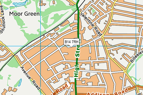 B14 7RH map - OS VectorMap District (Ordnance Survey)