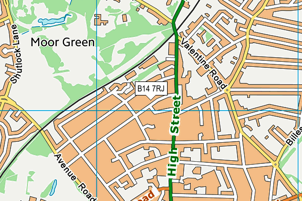 B14 7RJ map - OS VectorMap District (Ordnance Survey)